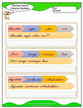 ş sesi Çalışma Sayfaları